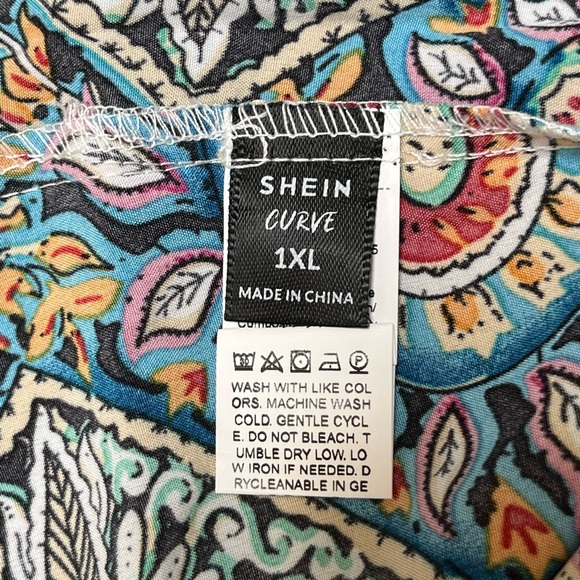 SHEIN Curve 1XL Paisley Floral Colorful Slip On Sun Dress, Flowy Bohemian NWOT - Picture 8 of 11